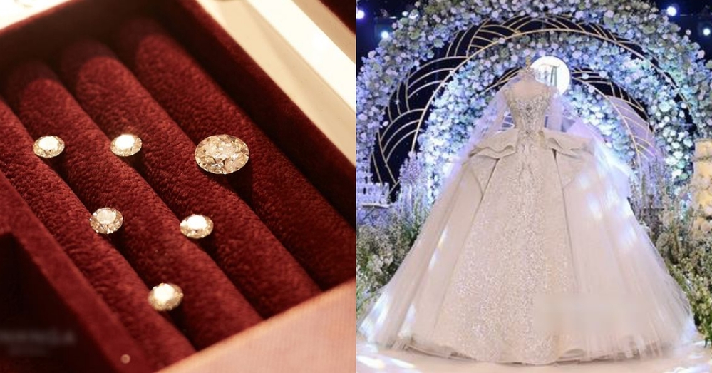  
6 viên kim cương là chi tiết đặc biệt trên chiếc váy (Ảnh: Linh Nga Bridal).
