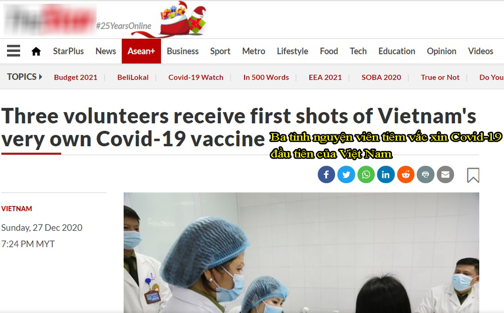 Bản tin của báo quốc tế cập nhật về tình hình Covid tại Việt Nam được dân mạng chú ý. (Ảnh: Chụp màn hình)