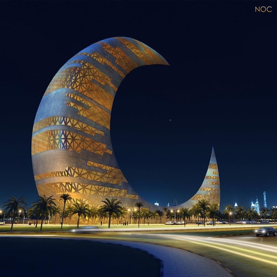 Choáng ngợp dự án tòa tháp hình trăng khuyết khổng lồ ở Dubai
