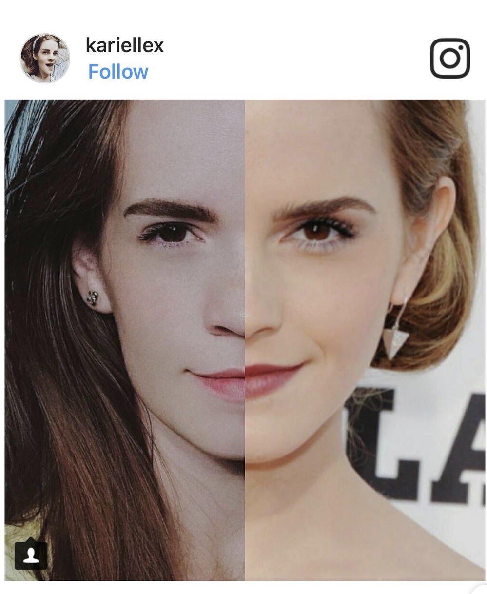  
Bức hình so sánh với Emma Watson được Kari Lewis đăng tải.