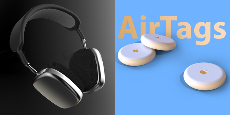  
Tai nghe Airpods Studio thiết kế mới và hình ảnh giả lập của Airtags (Ảnh: Creativebloq và MacRumors)