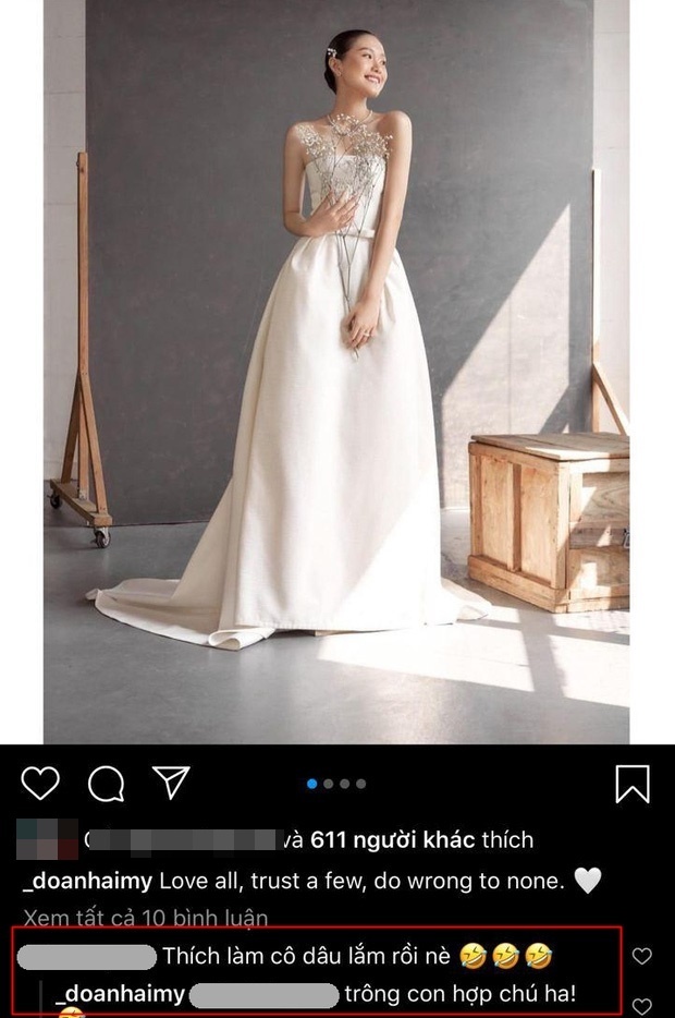  
Doãn Hải My chia sẻ bức ảnh mặc váy cưới. (Ảnh: Instagram NV)
