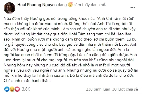  
Nguyên văn bài chia sẻ của nhạc sĩ Hoài Phương (Ảnh: Facebook nhân vật)