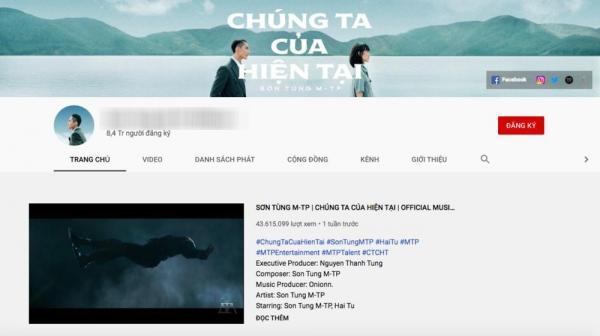 
Kênh YouTube của Sơn Tùng thu hút đến 8,4 triệu lượt đăng ký (Ảnh: Chụp màn hình) - Tin sao Viet - Tin tuc sao Viet - Scandal sao Viet - Tin tuc cua Sao - Tin cua Sao