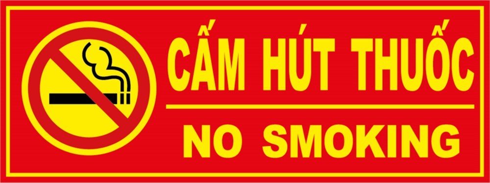 Biển cảnh báo cấm hút thuốc lá bằng tiếng Việt và tiếng Anh (Ảnh minh họa: Internet)