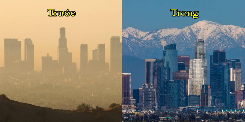  
Thay vì bị nhấn chìm trong lớp bụi dày đặc, người dân Los Angeles đã có thể hít thở bầu không khí trong lành sau nhiều năm. (Ảnh: Insider)