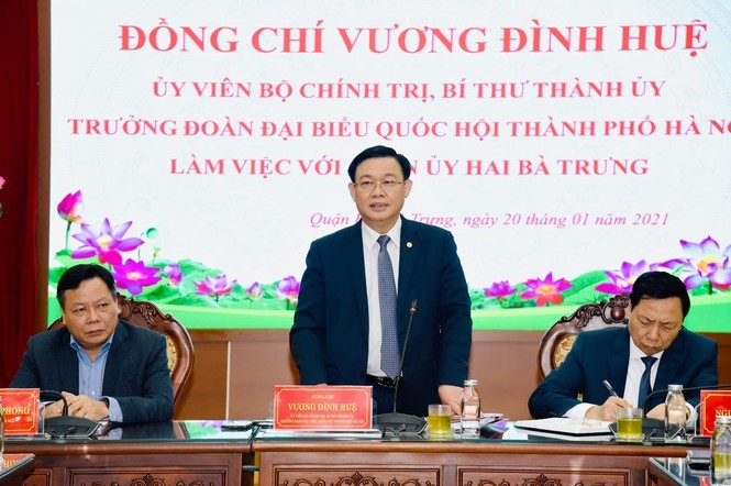  
Buổi làm việc của Thành ủy Hà Nội với Quận ủy Hai Bà Trưng. (Ảnh: An Ninh Thủ Đô)