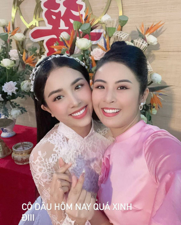 
Hoa hậu Ngọc Hân cũng góp mặt trong ngày trọng đại của Thuý An. (Ảnh: Instagram nhân vật)