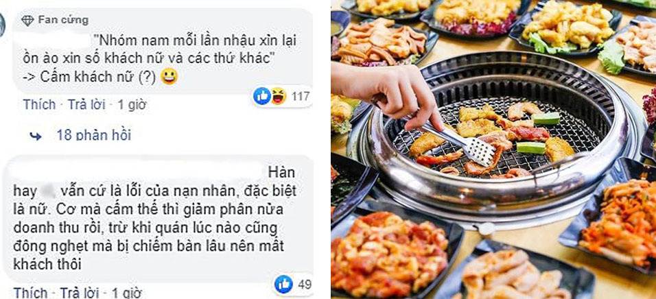  
Những bình luận của CĐM Việt về câu chuyện của quán thịt nướng (Nguồn: chụp màn hình)