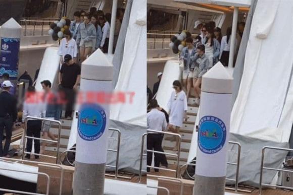  
Các mỹ nữ xếp hàng lên du thuyền hạng sang được Vương Tư Thông bao trọn (Nguồn: Weibo)