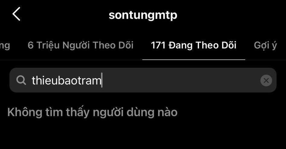 Sơn Tùng chính thức hủy&nbsp;theo dõi Thiều Bảo Trâm (Ảnh chụp màn hình) - Tin sao Viet - Tin tuc sao Viet - Scandal sao Viet - Tin tuc cua Sao - Tin cua Sao