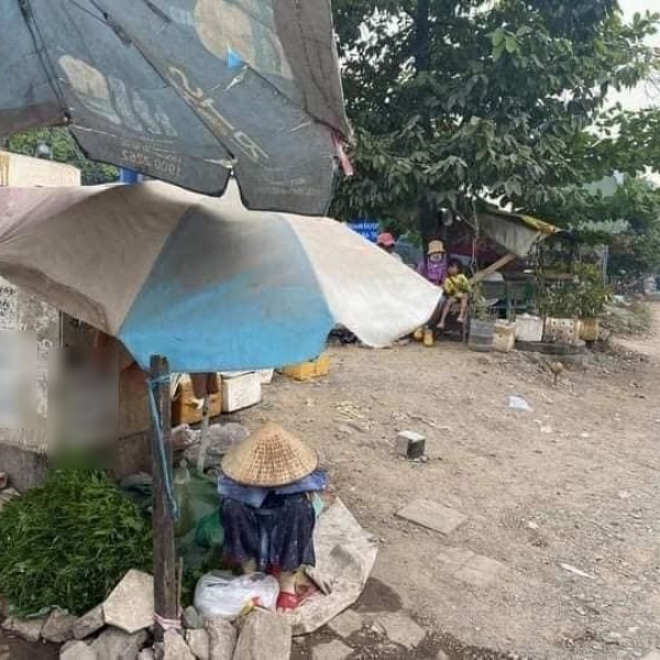  
Bà cụ ngồi gục bên gánh rau trên đường phố Sài Gòn. (Ảnh: Người Sài Gòn)