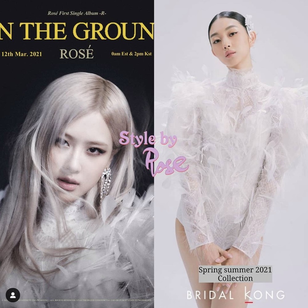  
Trong cả poster lẫn MV, Rosé diện chiếc váy hãng thời trang Hàn Quốc Bridal Kong thuộc BST Xuân Hè 2021. (Ảnh: styleby_rosie)