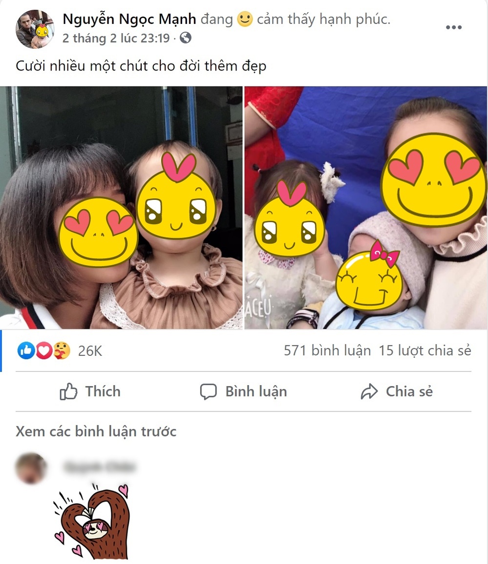  
Anh Mạnh thường xuyên đăng ảnh vợ con trên trang cá nhân (Ảnh: Facebook)