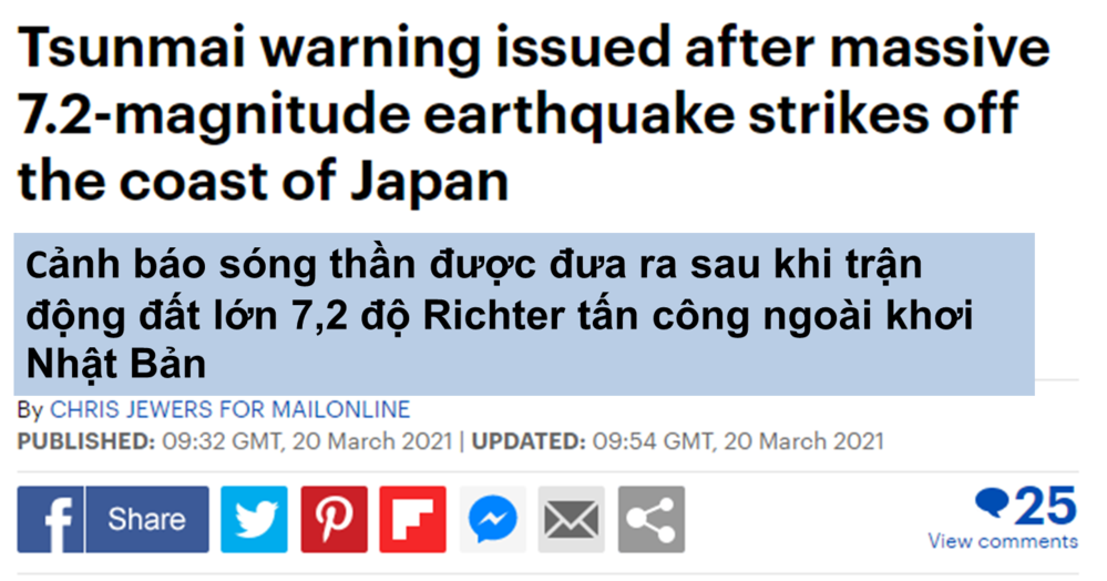  
Cảnh báo sóng thần sau trận động đất trên. (Ảnh: Daily Mail)