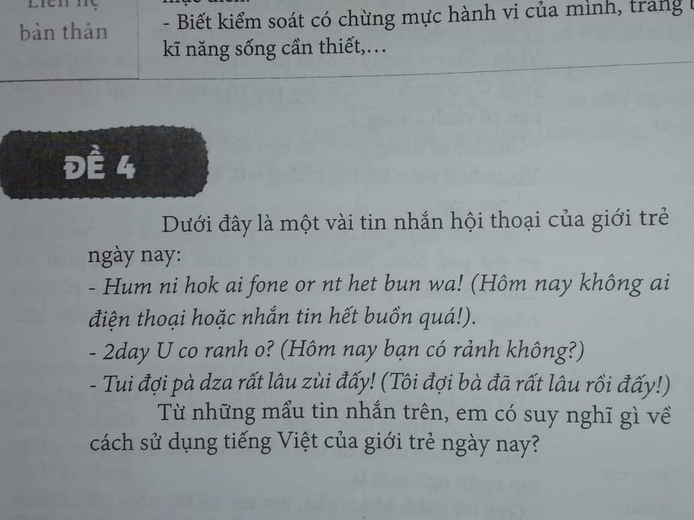  
Một câu hỏi được nêu ra về cách sử dụng tiếng Việt. (Ảnh: Nguyễn Ngọc Ánh)