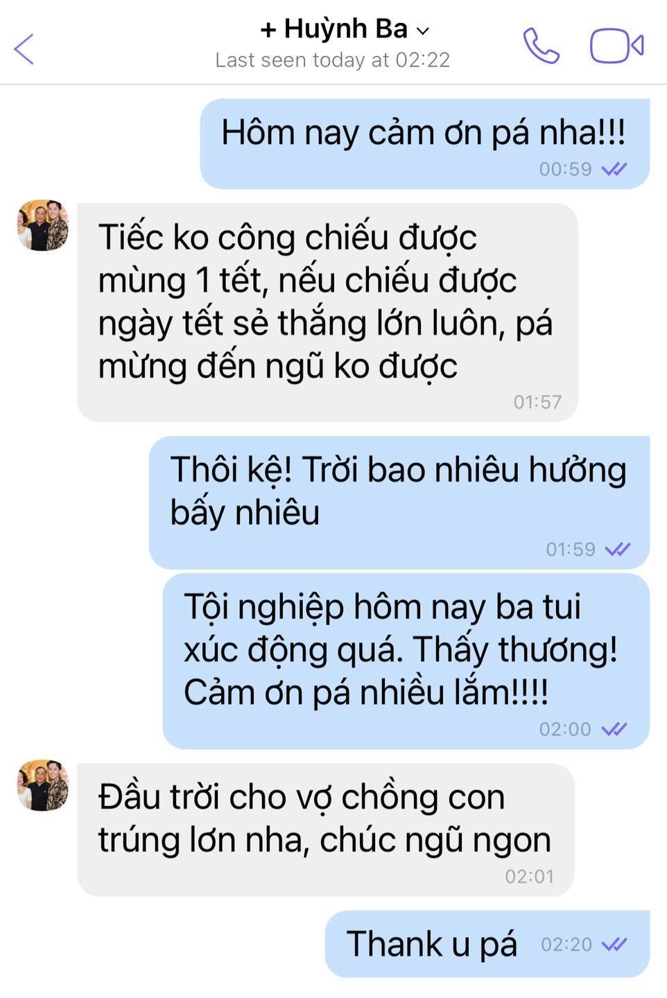  
Đoạn tin nhắn chan chứa tình cảm giữa hai cha con được nam diễn viên Bố Già chia sẻ. (Ảnh: FBNV) - Tin sao Viet - Tin tuc sao Viet - Scandal sao Viet - Tin tuc cua Sao - Tin cua Sao