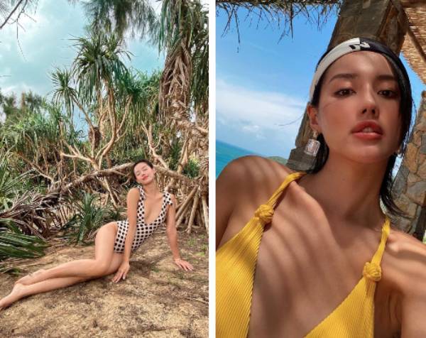  
Khánh Linh khoe sắc với bikini trong chuyến du lịch biển. (Ảnh: IG)