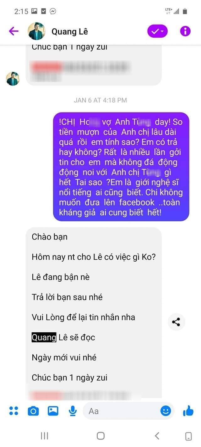  

Người này liên tục gửi tin nhắn cho Quang Lê nhưng không được hồi đáp. (Ảnh: K.L) - Tin sao Viet - Tin tuc sao Viet - Scandal sao Viet - Tin tuc cua Sao - Tin cua Sao