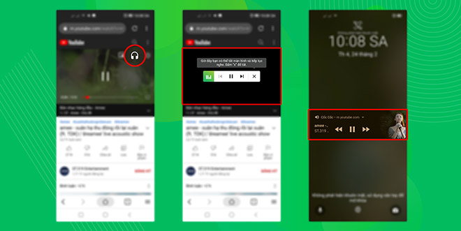  
Để nghe nhạc khi màn hình đang khoá, người dùng chỉ cần nhấn vào biểu tượng hình tai nghe trên thanh công cụ