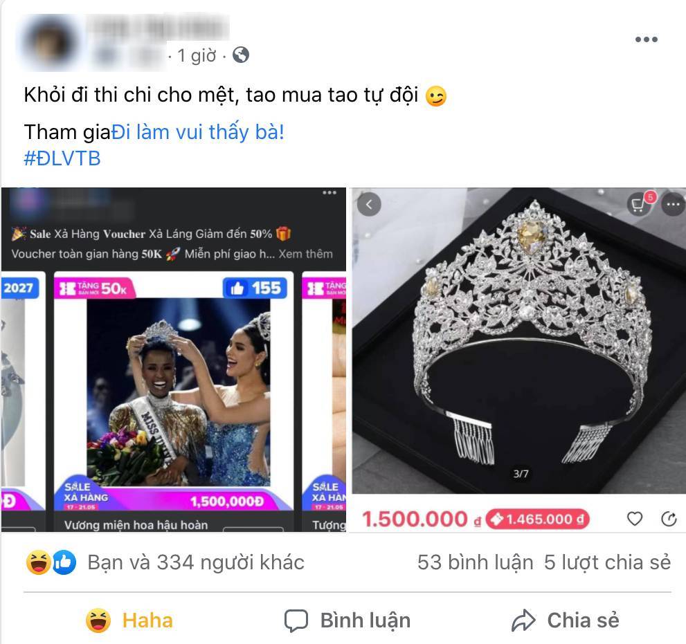  
Vương miện hoa hậu được rao bán trên mạng. (Ảnh chụp màn hình)