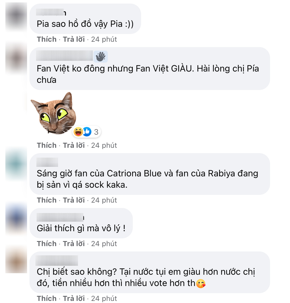  
Người hâm mộ Việt Nam bức xúc trước thái độ của Pia Wurtzbach và fan Philippines. (Ảnh: Chụp màn hình)