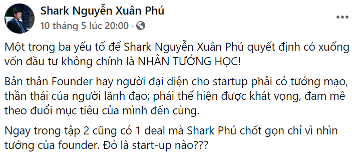  
Fanpage của Shark Phú lên tiếng về những tranh cãi. (Ảnh: Chụp màn hình)