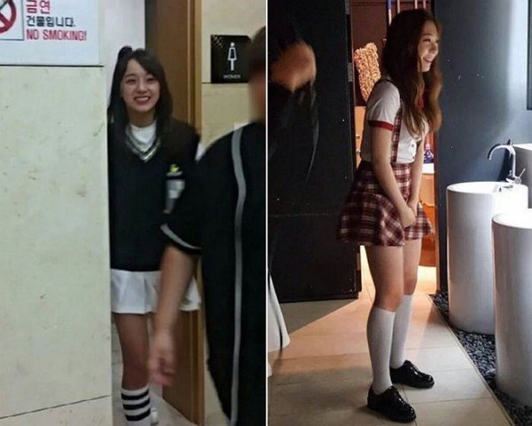  
Sasaengfan theo chân Sejeong và Yeonjung vào nhà vệ sinh nữ. (Ảnh: Twitter)