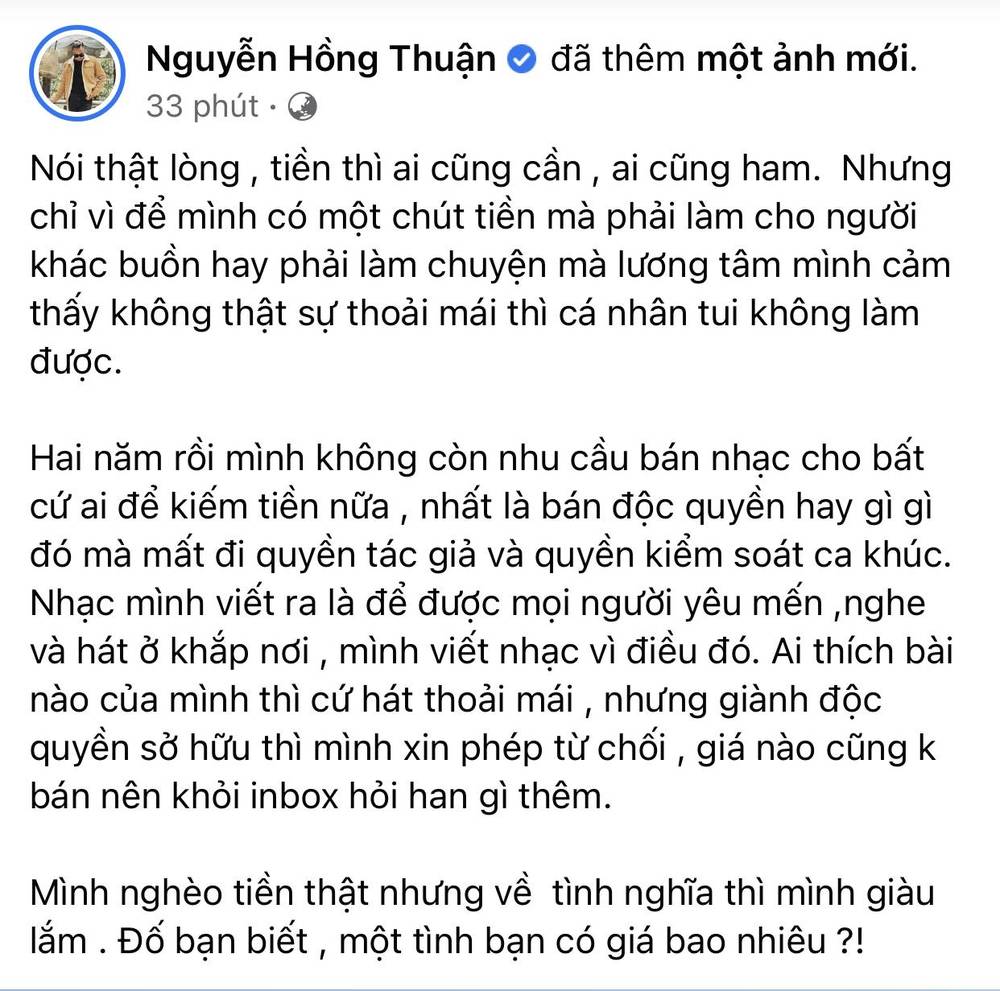  
Bài đăng của Nguyễn Hồng Thuận ngay giữa đêm. (Ảnh: Chụp màn hình) - Tin sao Viet - Tin tuc sao Viet - Scandal sao Viet - Tin tuc cua Sao - Tin cua Sao