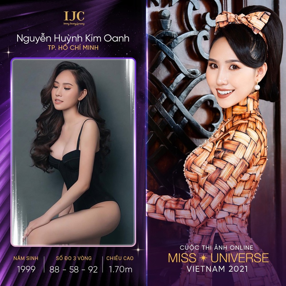  
Kim Oanh sở hữu vòng eo "khiêm tốn" gây ấn tượng. (Ảnh: Miss Universe Việt Nam 2021)