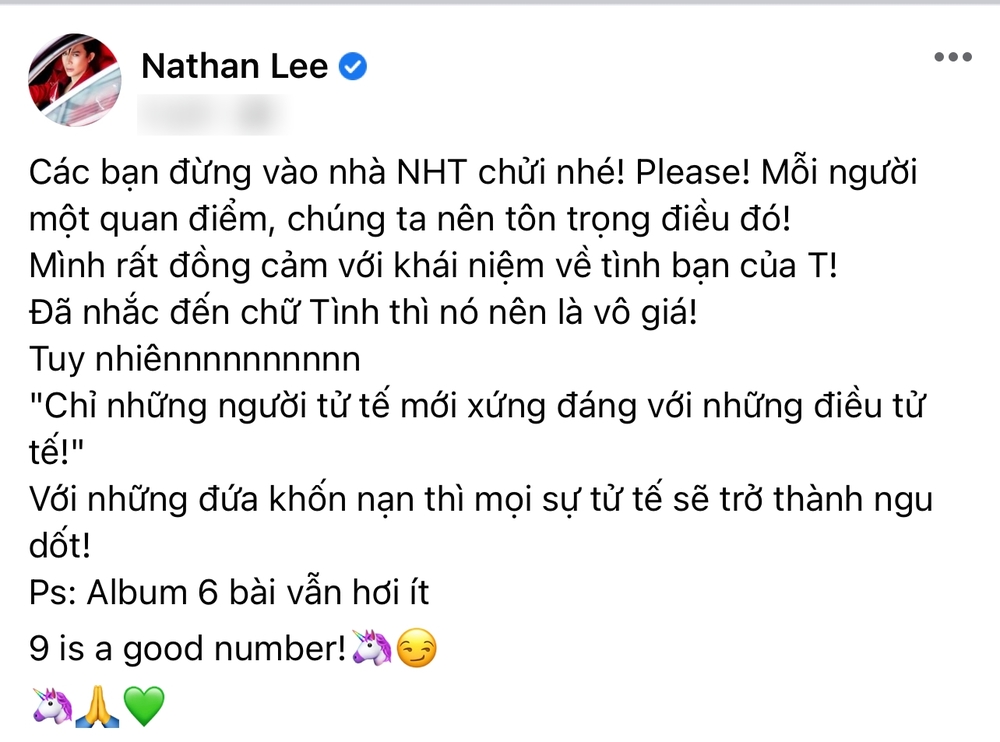  
Nathan Lee yêu cầu người hâm mộ không "ném đá" nhưng lại ẩn ý về sự tử tế không đúng người của Nguyễn Hồng Thuận. (Ảnh: Chụp màn hình) - Tin sao Viet - Tin tuc sao Viet - Scandal sao Viet - Tin tuc cua Sao - Tin cua Sao