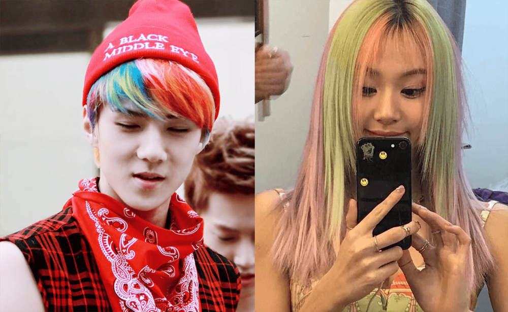  
Loạt idol K-pop khoe trọn visual đỉnh cao với kiểu tóc cầu vồng. (Ảnh: Instagram)
