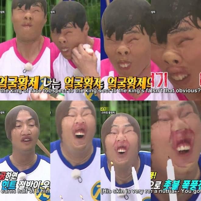  
Nhiều biểu cảm nhớ đời của sao Hàn trong Running Man Hàn Quốc. (Ảnh: Chụp màn hình)
