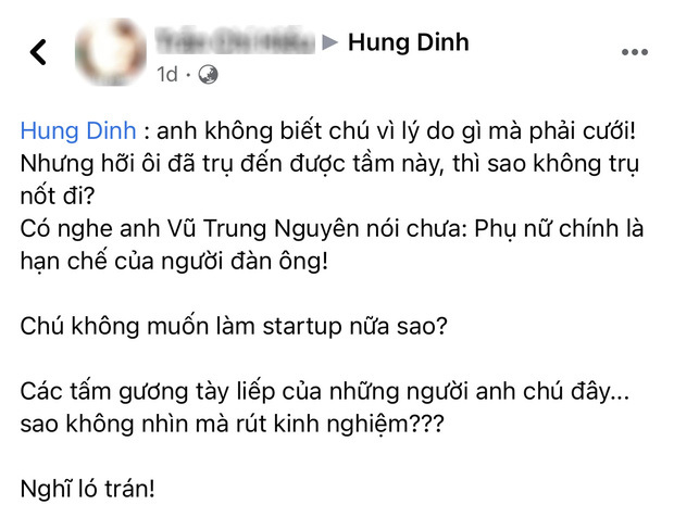  
Tự nhiên lại có người bạn khuyên "triệu phú công nghệ" đừng nên lấy vợ. (Ảnh: Chụp màn hình)