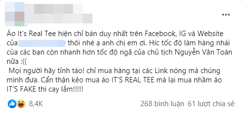  
Fanpage bán hàng của Văn Toàn lên tiếng về sự việc áo nhái. (Ảnh: Chụp màn hình)