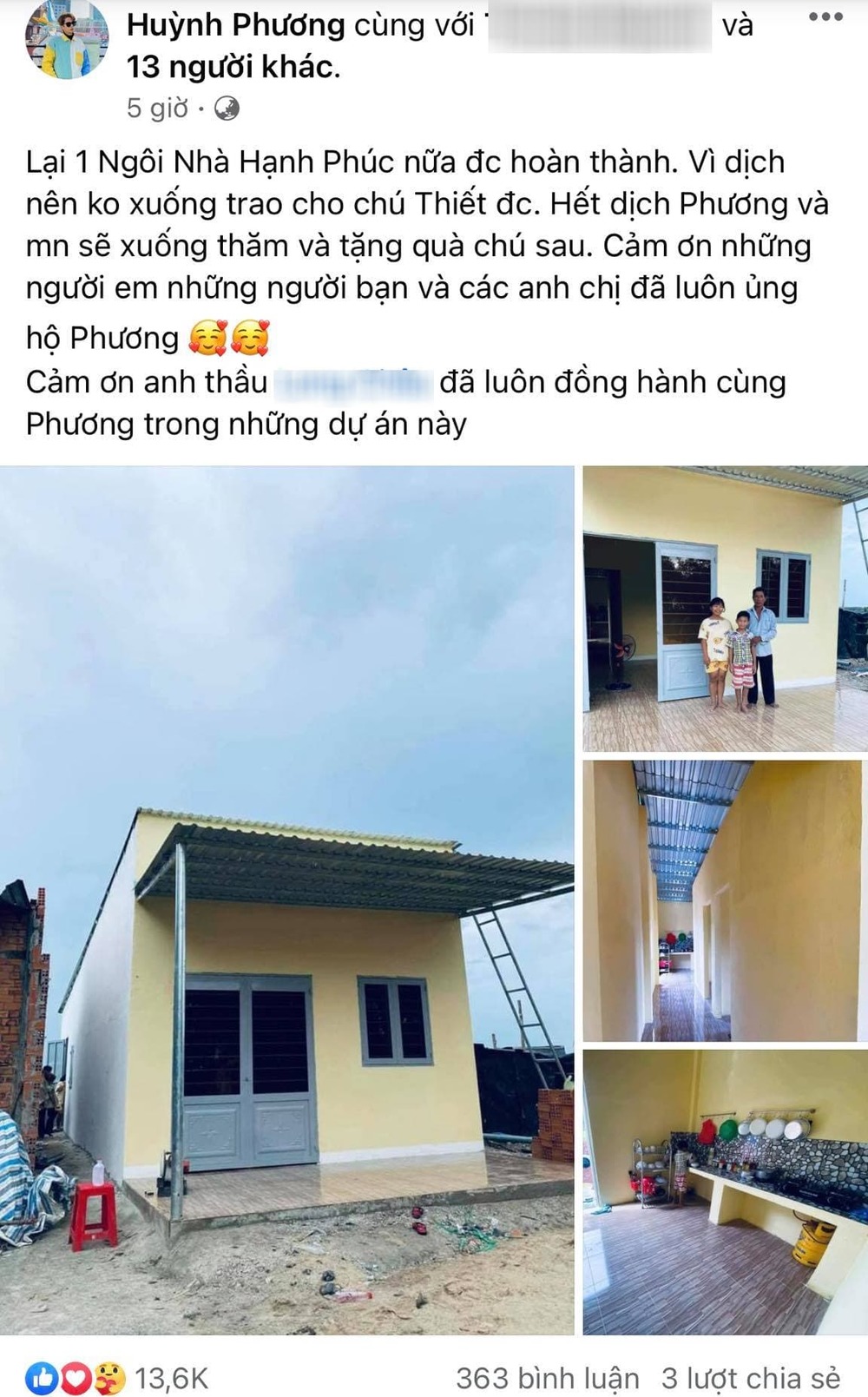  
Huỳnh Phương khoe thành quả ngôi nhà mới cho người nghèo. (Ảnh: Chụp màn hình)