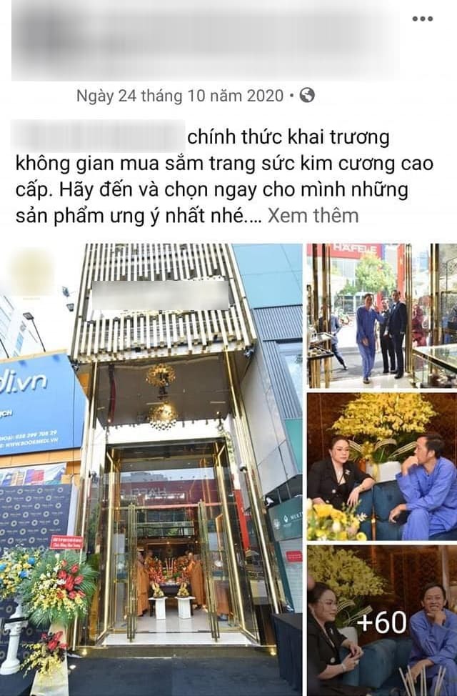  
Hình ảnh khai trương một cửa hàng có sự tham gia của Hoài Linh đăng tải ngày 24/10 gây xôn xao. (Ảnh: Chụp màn hình)