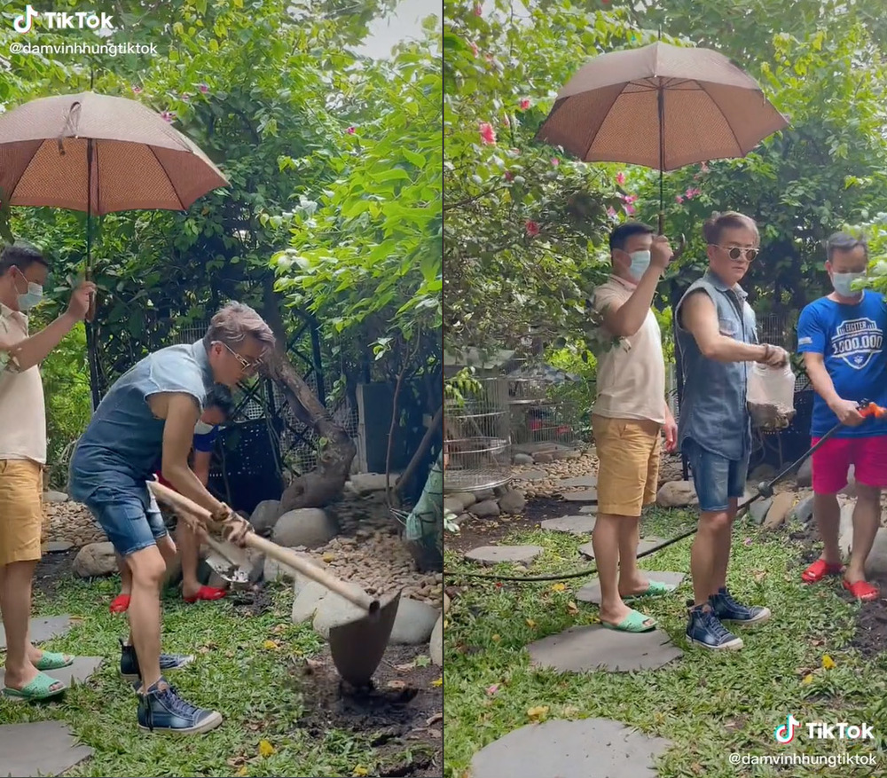  
Đàm Vĩnh Hưng hóa thành người nông dân ra vườn trồng rau. (Ảnh: Chụp màn hình) - Tin sao Viet - Tin tuc sao Viet - Scandal sao Viet - Tin tuc cua Sao - Tin cua Sao