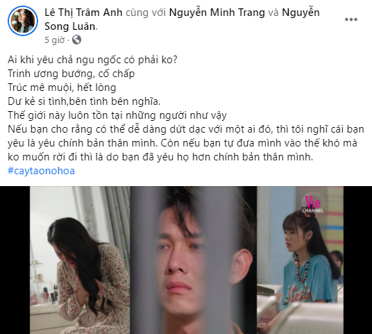  Bài chia sẻ đầy sâu sắc của Trâm Anh sau khi tập phim lên sóng. (Ảnh: Facebook nhân vật)