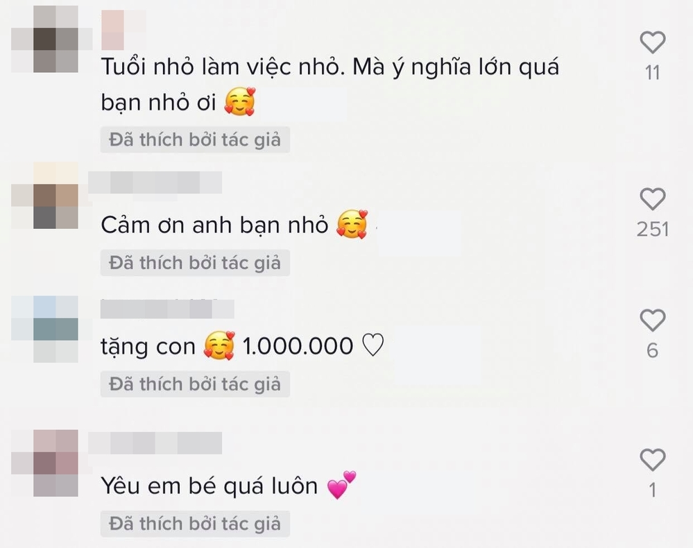  
Cư dân mạng hết lời khen ngợi việc làm ý nghĩa của bé Beo. (Ảnh: Chụp màn hình)