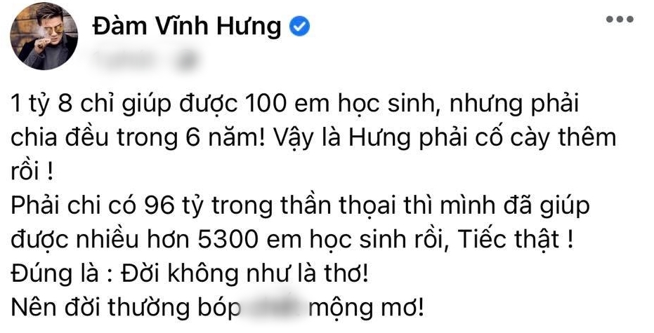 Bài viết của nam ca sĩ xoay quanh việc hỗ trợ học tập cho các em nhỏ. (Ảnh: Chụp màn hình) - Tin sao Viet - Tin tuc sao Viet - Scandal sao Viet - Tin tuc cua Sao - Tin cua Sao