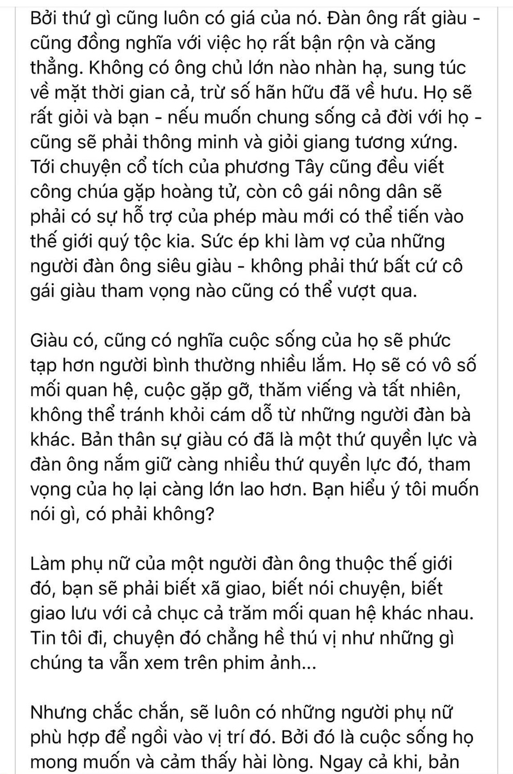 Một phần bài viết được cô đăng tải. (Ảnh: Chụp màn hình)