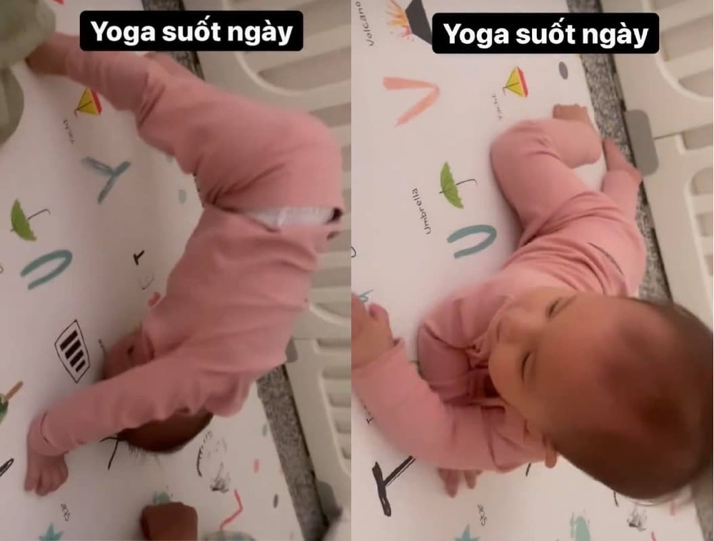    Lisa bắt chước mẹ Hà tập yoga. (Ảnh: Chụp màn hình) - Tin sao Viet - Tin tuc sao Viet - Scandal sao Viet - Tin tuc cua Sao - Tin cua Sao