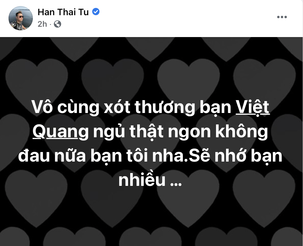  
Hàn Thái Tú gửi lời từ phương xa. (Ảnh: Chụp màn hình)