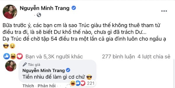  
Minh Trang thích thú bàn luận về vai diễn của mình. (Ảnh: Chụp màn hình)