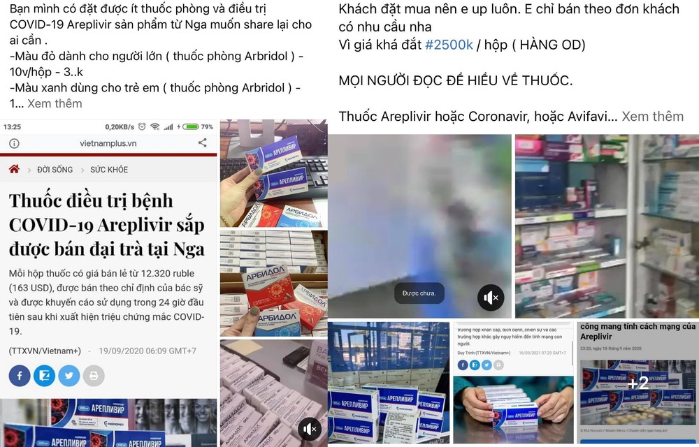 Những hình ảnh quảng cáo khá uy tín về loại thuốc Areplivir này với giá thành cao. (Ảnh: Chụp màn hình)