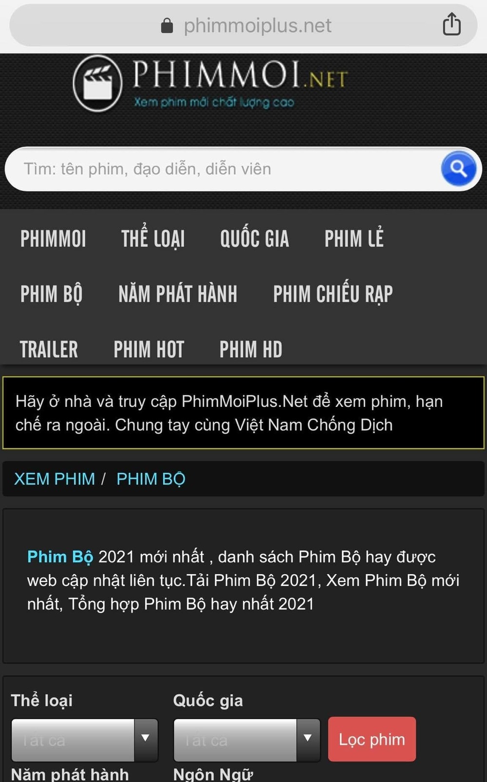 Ngay cả khi trang web bị khởi tố hình sự, Phimmoi ngang nhiên lột xác thành PhimMoiPlus. (Ảnh: Chụp màn hình)
