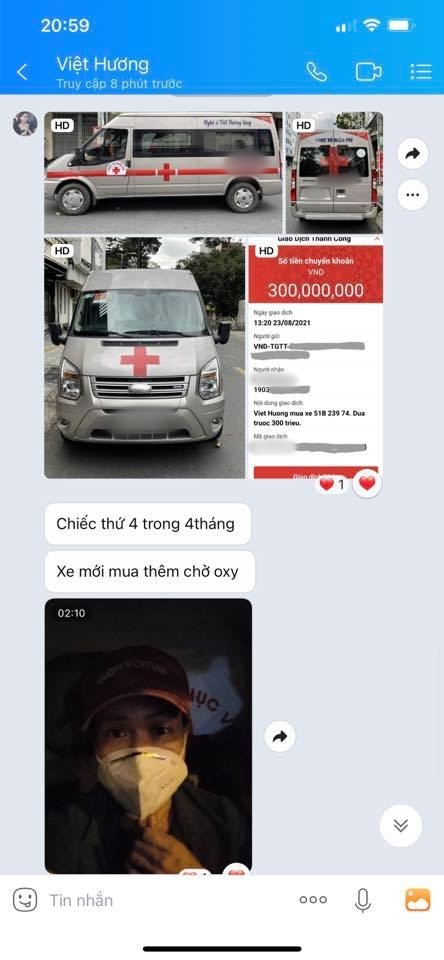 Việt Hương chi 300 triệu mua xe cứu thương thứ 4, chở oxy cho bà con
