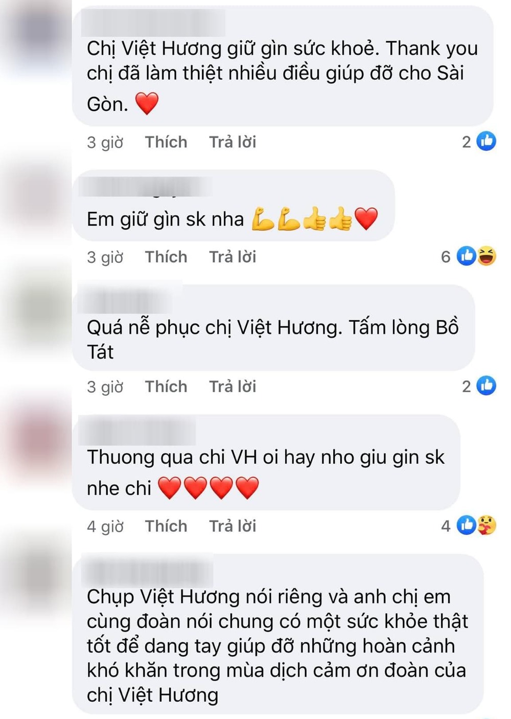  
Khán giả dành sự ngưỡng mộ với việc làm ý nghĩa của Việt Hương. (Ảnh: Chụp màn hình)