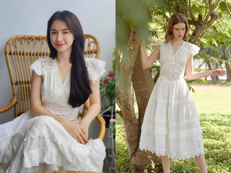  
Bộ váy trắng đơn giản cùng thương hiệu với item phía trên có giá hơn 1 triệu đồng. (Ảnh: FBNV)